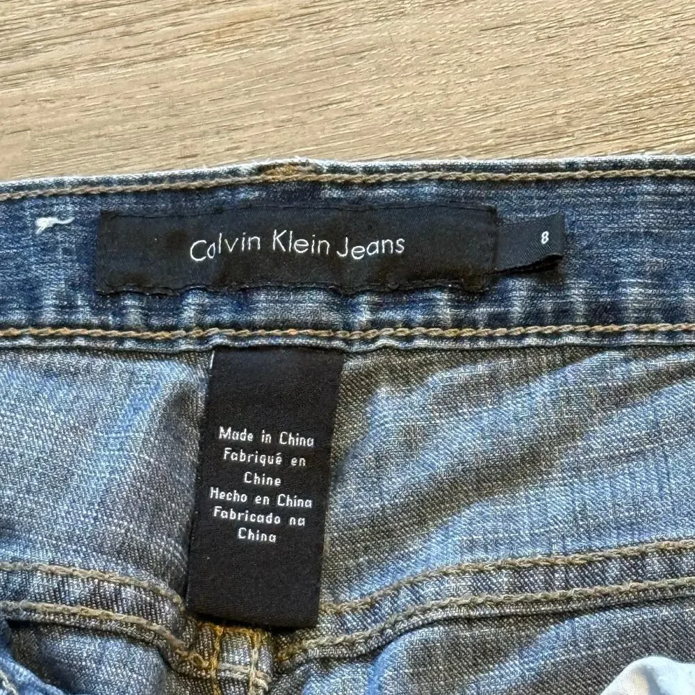 Vintage Y2K Calvin Klein Mid Rise Flare Jeans 90s Mallcore Denim Size 8 - Picture 6 of 9